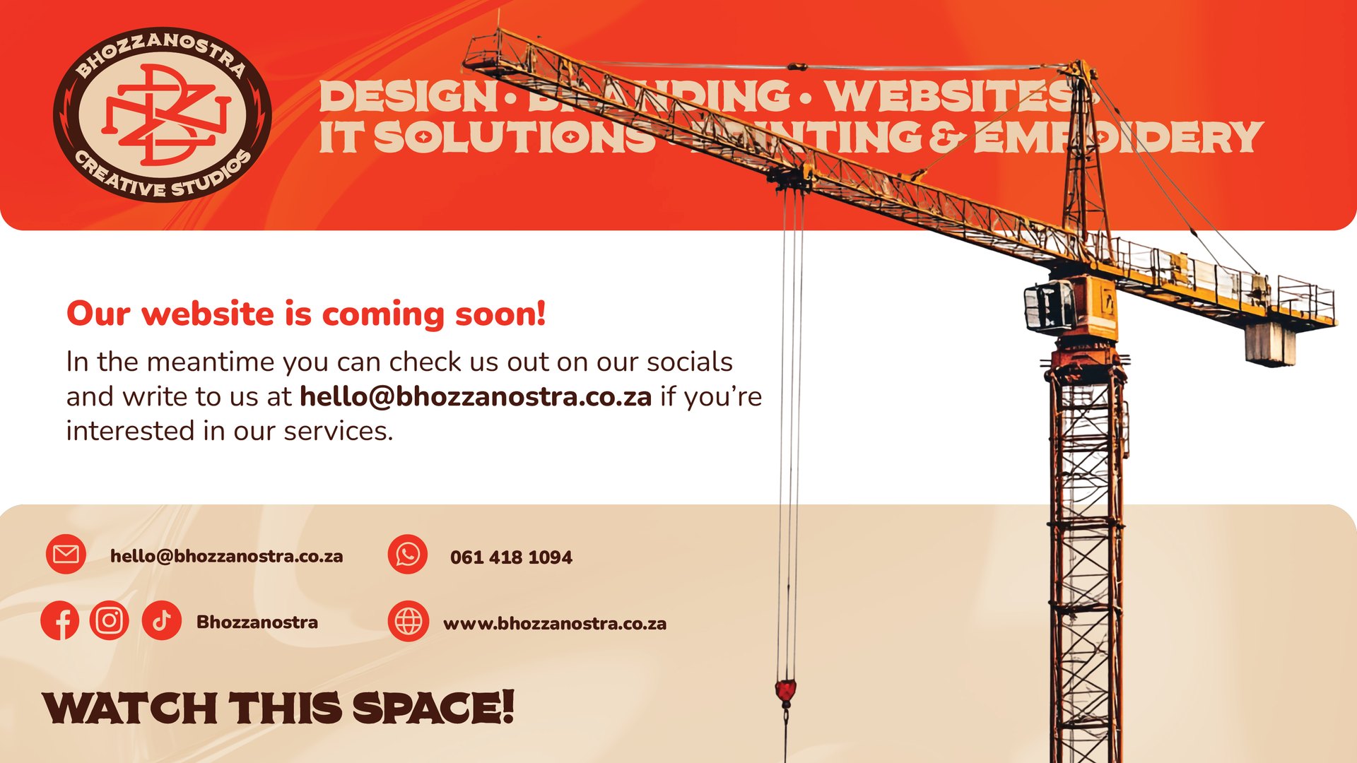 Bhozzanostra Creative Studios - our website is coming soon